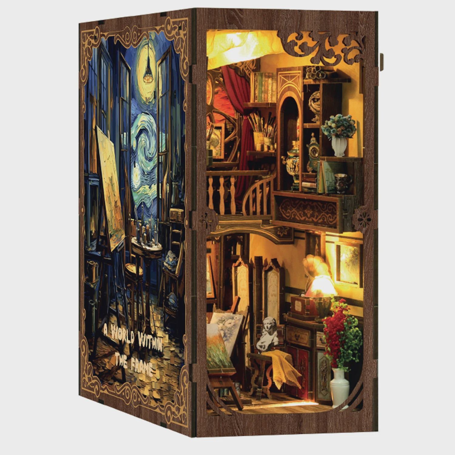 MINI DECOR DE BIBLIOTHÈQUE UN MONDE ENCADRÉ