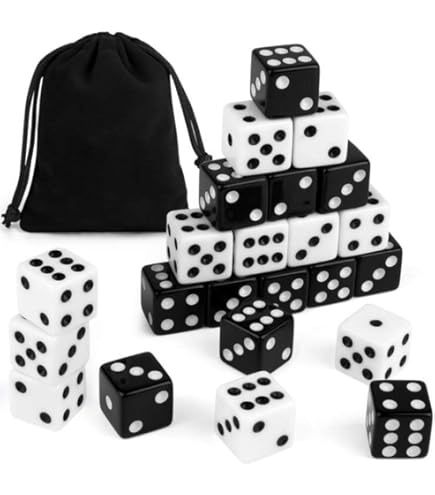 DÉS NOIR OU BLANC EN ACRYLIQUE 16 MM A L'UNITÉ