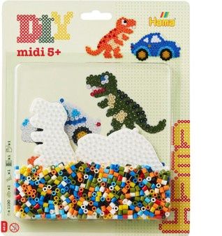 HAMA - 1100 PIÈCES AVEC 2 PLAQUES DINO ET VOITURE