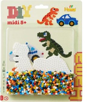 Hama - 1100 pièces avec 2 plaques dino et voiture