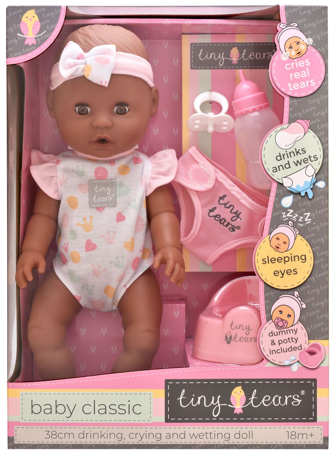 Poupée Tiny Tears 38 cm - boit et mouille sa couche