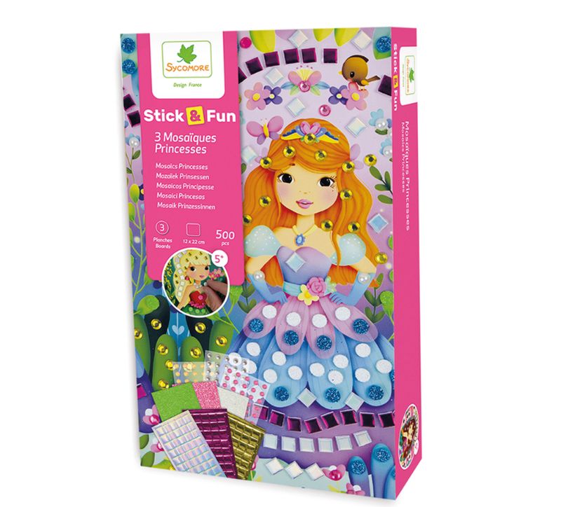 STICK'N FUN - 3 MINI MOSAIQUES: PRINCESSES