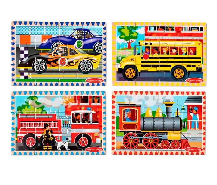 CASSE-TÊTE 4 X 12 PIÈCES MELISSA &amp; DOUG - VÉHICULE