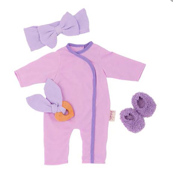 LullaBaby - Tenue de poupée bébé 35.5 cm - Ensemble pyjama et bandeau violet