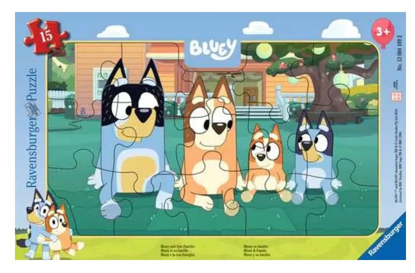 CASSE-TÊTE SUR CADRE 15 PIÈCES RAVENSBERGER - BLUEY ET SA FAMILLE