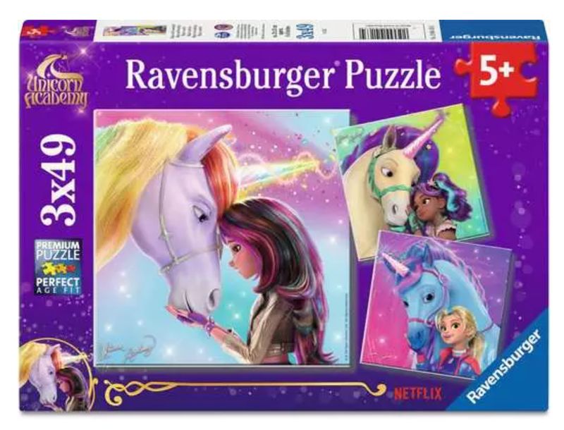 CASSE-TÊTE 3 X 49 PIÈCES RAVENSBURGER - MAGIE ET AMITIÉ (UNICORN ACADEMY)