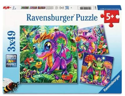 CASSE-TÊTE 3 X 49 PIÈCES RAVENSBURGER - BÉBÉS DRAGONS DU JARDIN