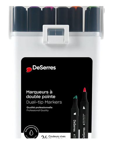 ENSEMBLE DE 24 MARQUEURS DOUBLE POINTE À L'ALCOOL DE SERRES