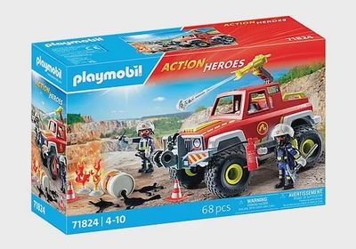 Playmobil 71824 - Véhicule de pompiers, bidon enflammé