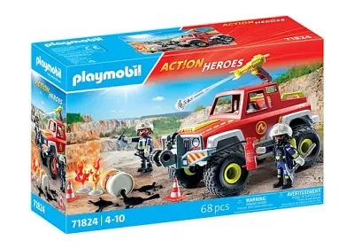 Playmobil 71824 - Véhicule de pompiers, bidon enflammé