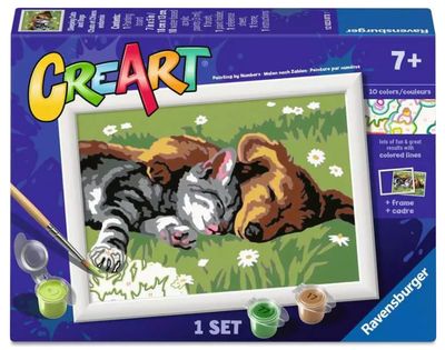 Creart - Chat et chien endormis