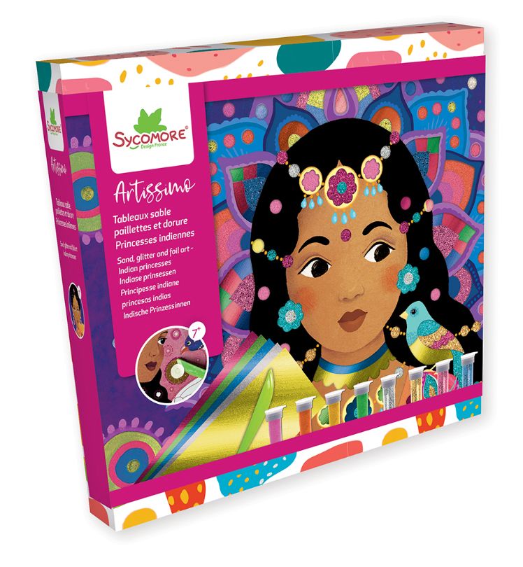 ARTISSIMO- TABLEAUX SABLE ET DORURES PRINCESSE INDIENNES