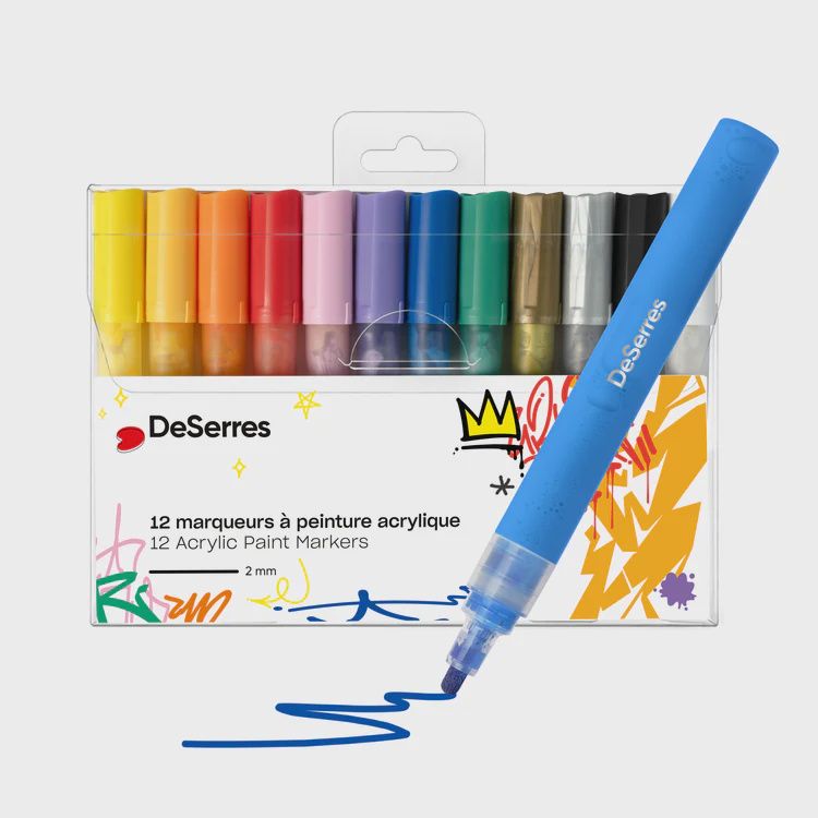 DESERRES - 12 MARQUEURS ACRYLIQUES VALVE 2MM