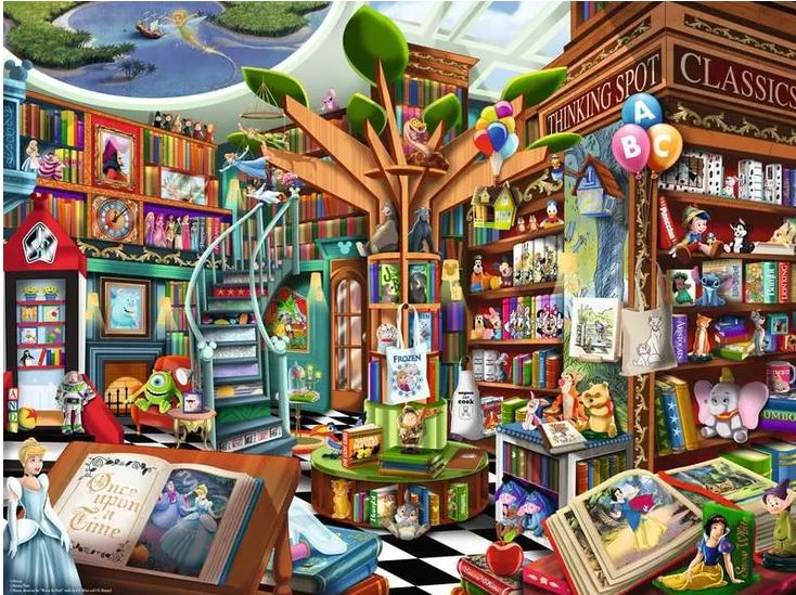 Casse-tête 1500 pièces Ravensburger Disney - La librairie des Merveilles Disney