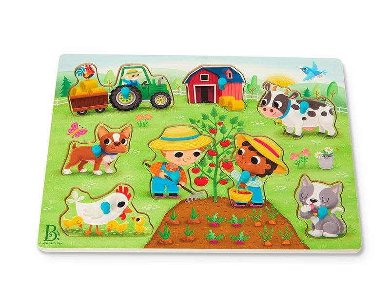 Casse-tête de bois "Peek &amp; Explore" 8 pièces - Animaux &amp; ferme