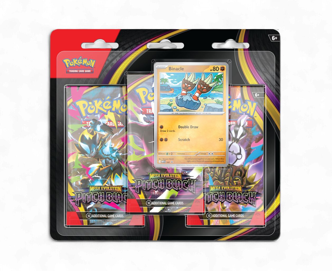 Pokemon mega Evolution #ME05 Pitch Black 3 packs Blister Binacle (Anglais