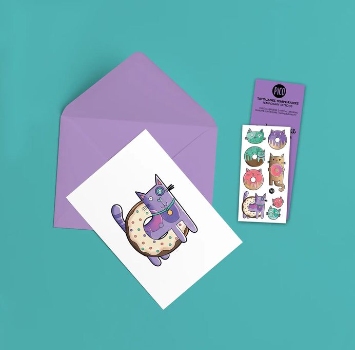 Carte de souhaits - Les chats-beignes