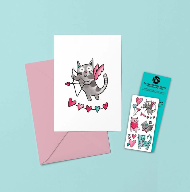 Cartes de souhaits Pico tatoo - Les Chatmoureux