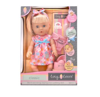 Poupée classique 38 cm - Boit et mouille sa couche avec cheveux