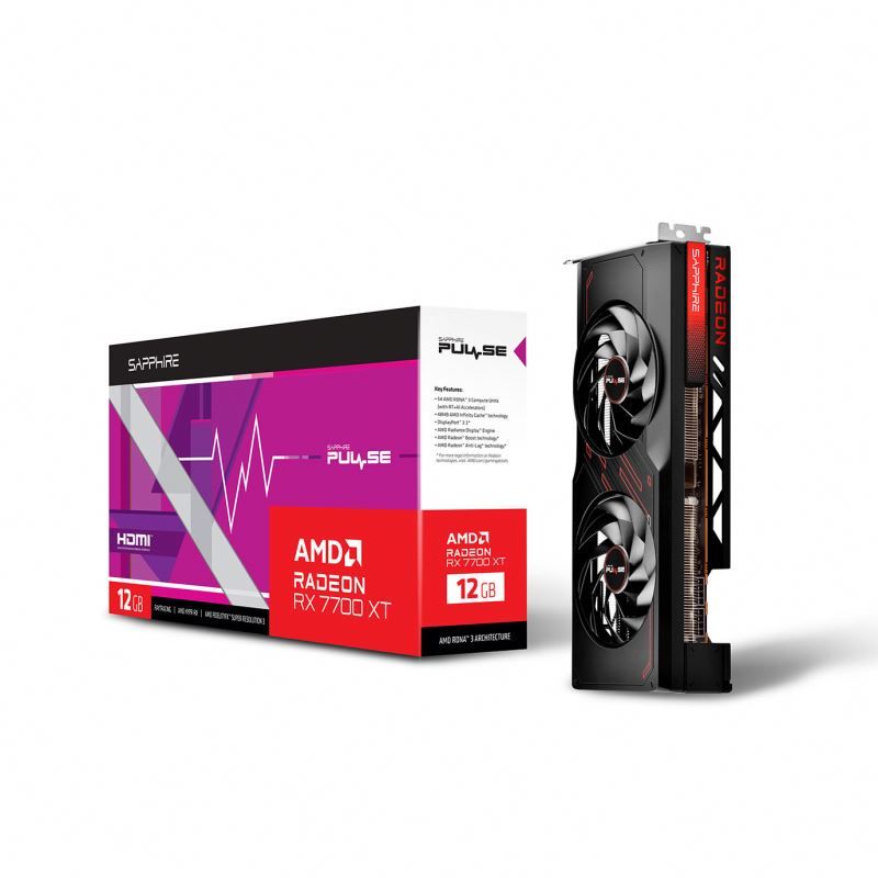Sapphire PULSE Radeon RX 7700 XT 12GB OC GDDR6 Gaming Graphics Card