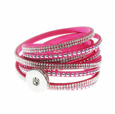 SnapOn Armbånd - Rosa Rhinestone