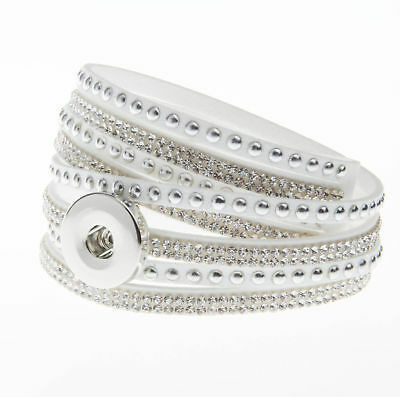 SnapOn Armbånd - Hvit Rhinestone