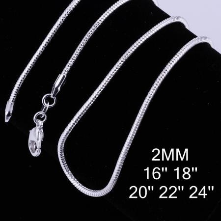 925 Sterling Sølvbelagt halskjeder, 40-60 cm