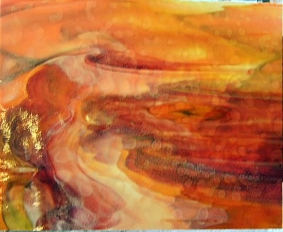 Uroborus Orange and Red on White with Greens  Ring Mottle Uroborus Orange and Red on White with Greens  Ring Mottle