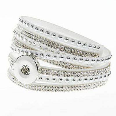 SnapOn Armbånd - Hvit Rhinestone