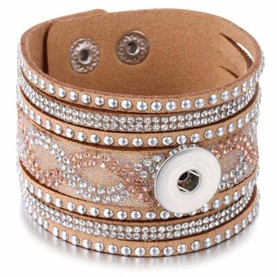 SnapOn Bred Cuff Armbånd - Beige Rhinestone SnapOn Bred Cuff Armbånd - Beige Rhinestone