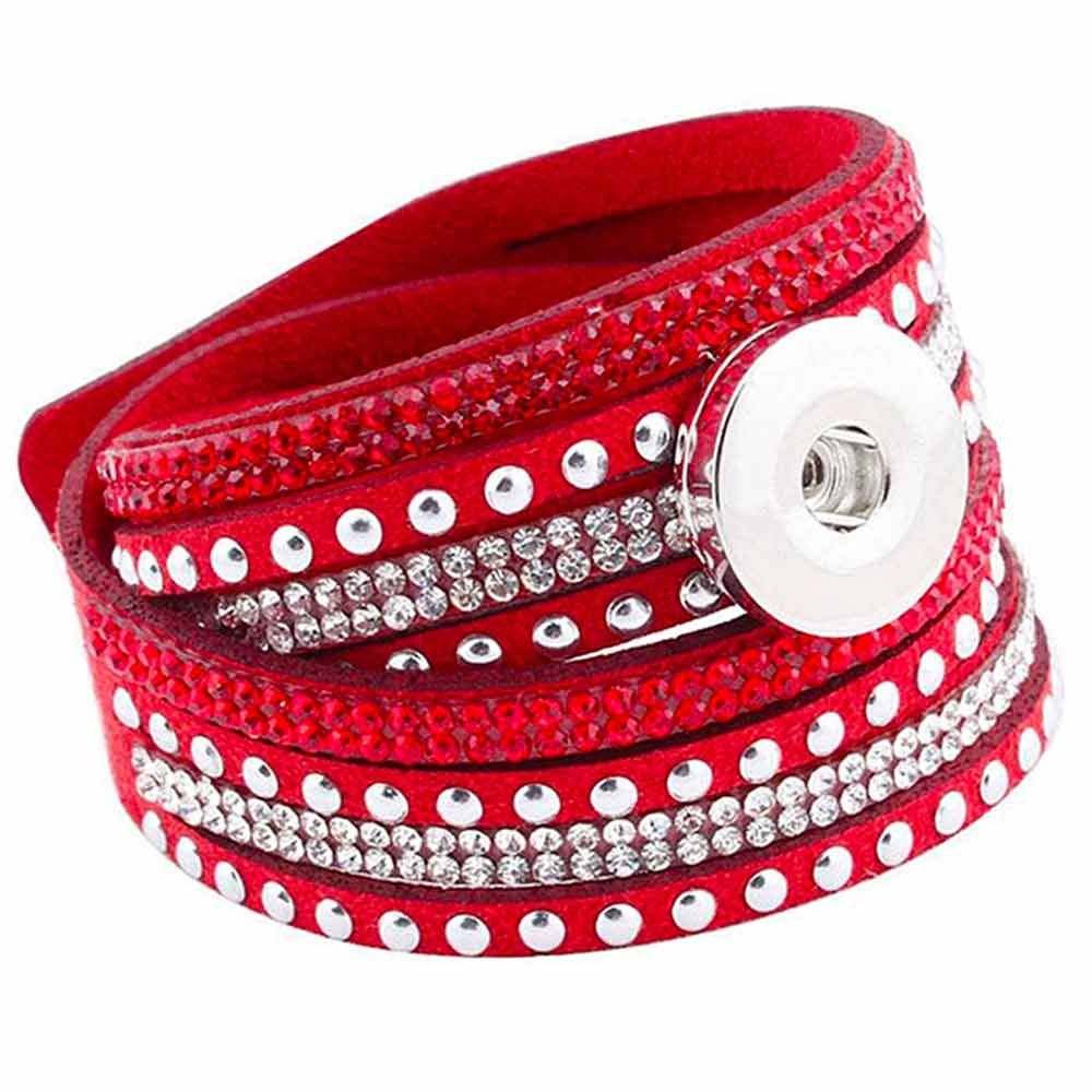 SnapOn Armbånd - Rød Rhinestone