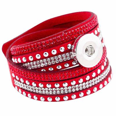 SnapOn Armbånd - Rød Rhinestone