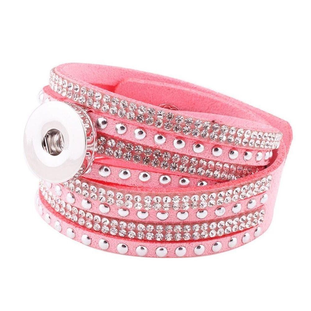 SnapOn Armbånd - Pink Rhinestone