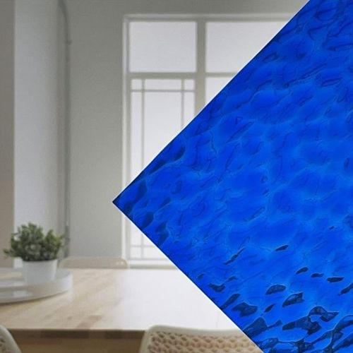 Medium Blue Transparent, Hammered Small