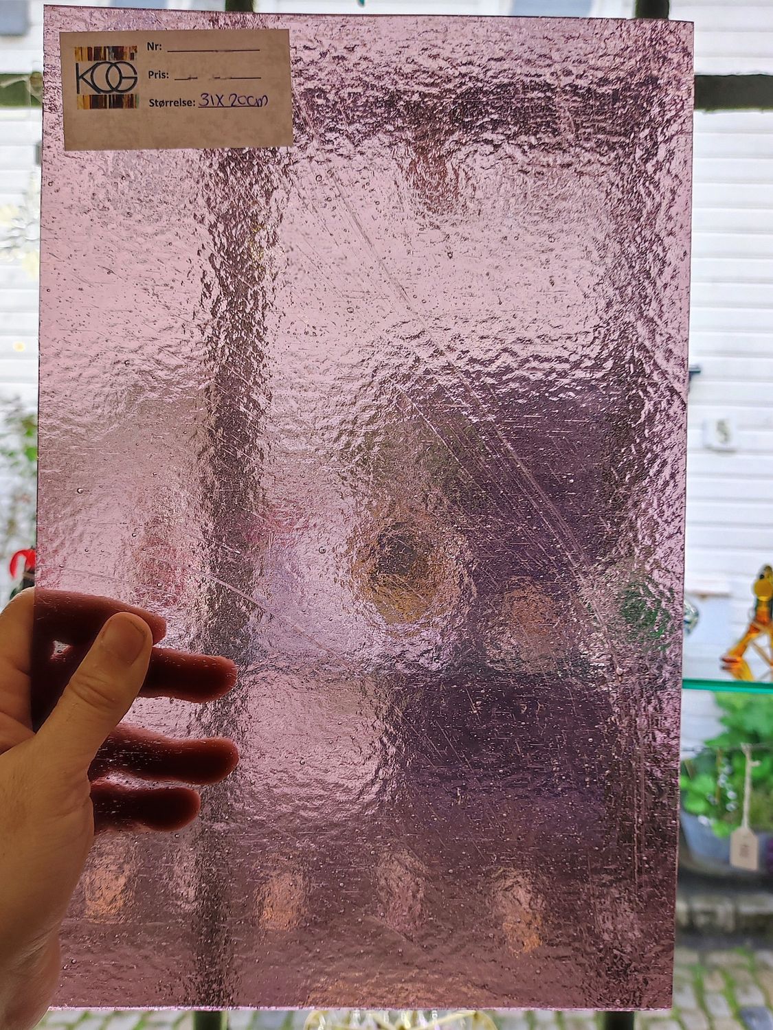Kokomo Light Purple Rose hammered transparent
