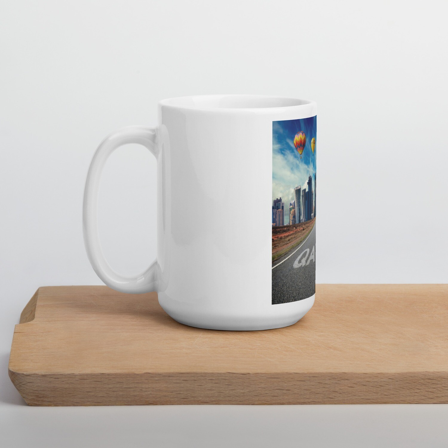 White glossy mug