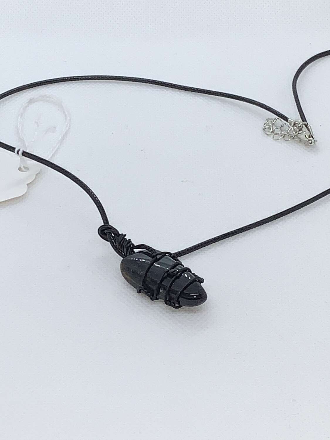 Blue Tigers Eye Wired Wrapped Necklace