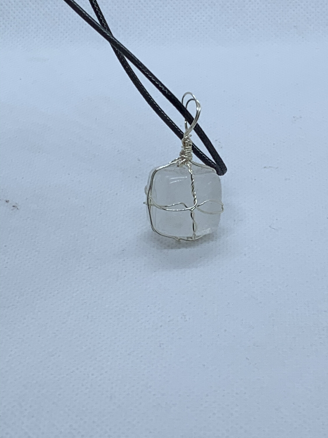 Clear Quartz Cubed Wired Wrapped Necklace