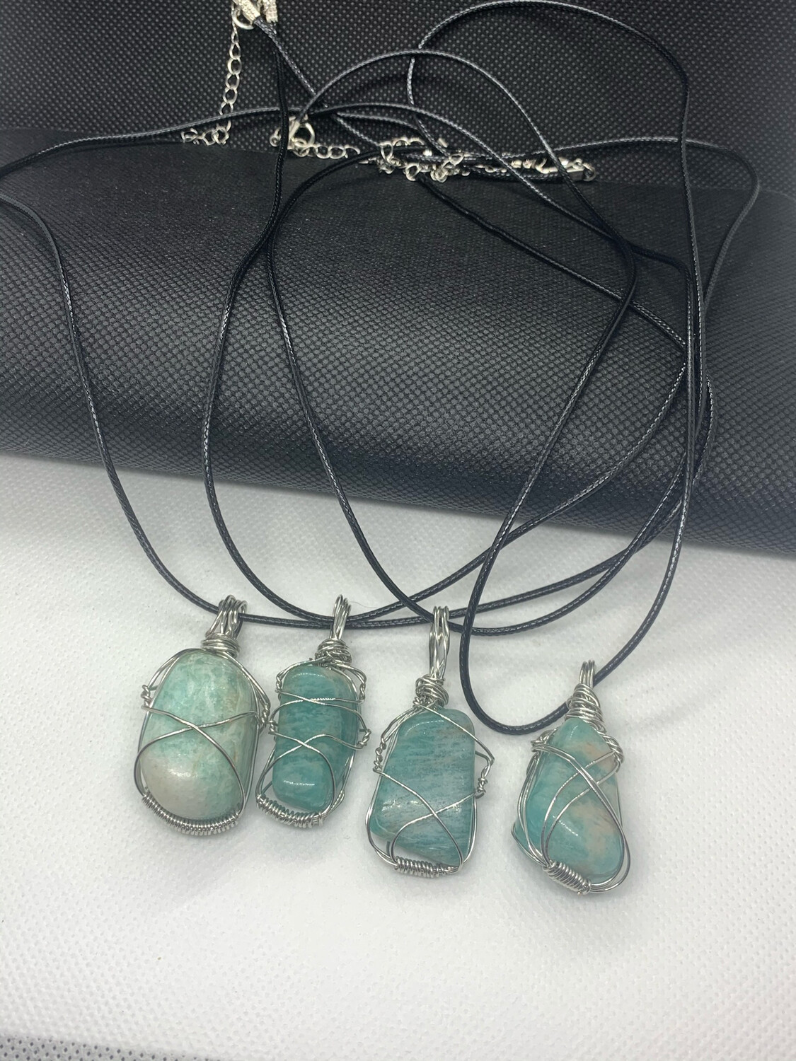 Amazonite wired wrapped necklace