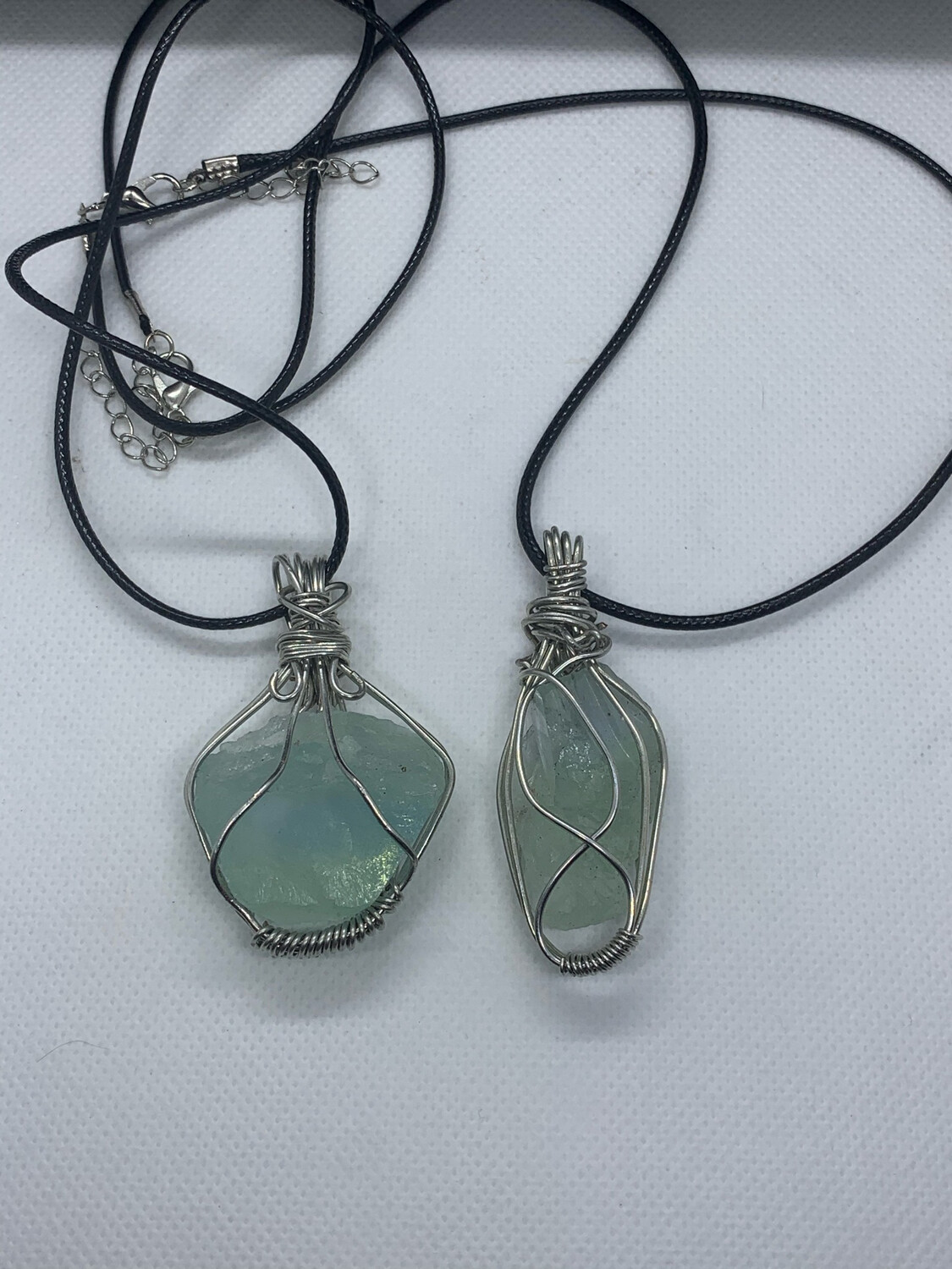 Raw Green Fluorite Wire Wrapped necklace