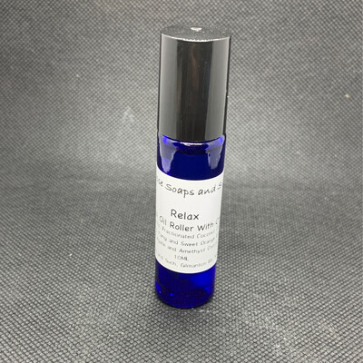 Relax Essential Oil Roller Bottle With Crystals 10 ml