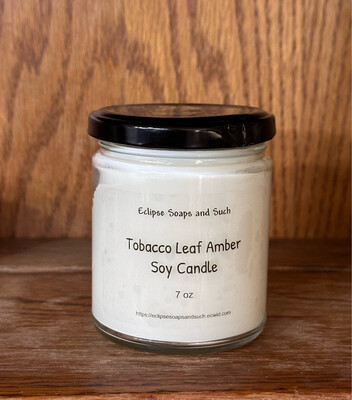 Tobacco Leaf Amber Scented Soy Candle 7oz
