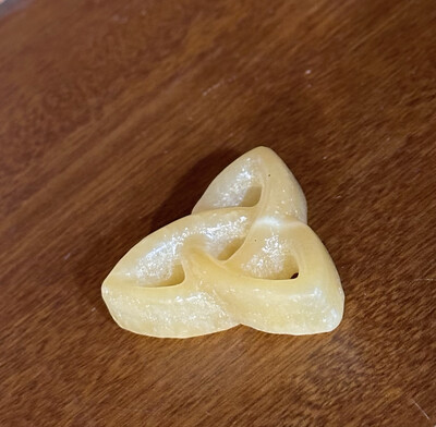 Yellow Calcite Triquetra Carving