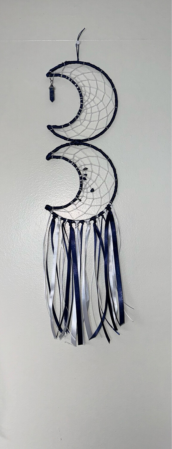Double 5.9&quot; Crescent Moon Wall Hanger with Lapis Lazuli