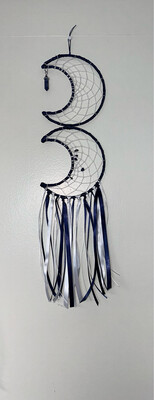 Double 5.9&quot; Crescent Moon Wall Hanger with Lapis Lazuli