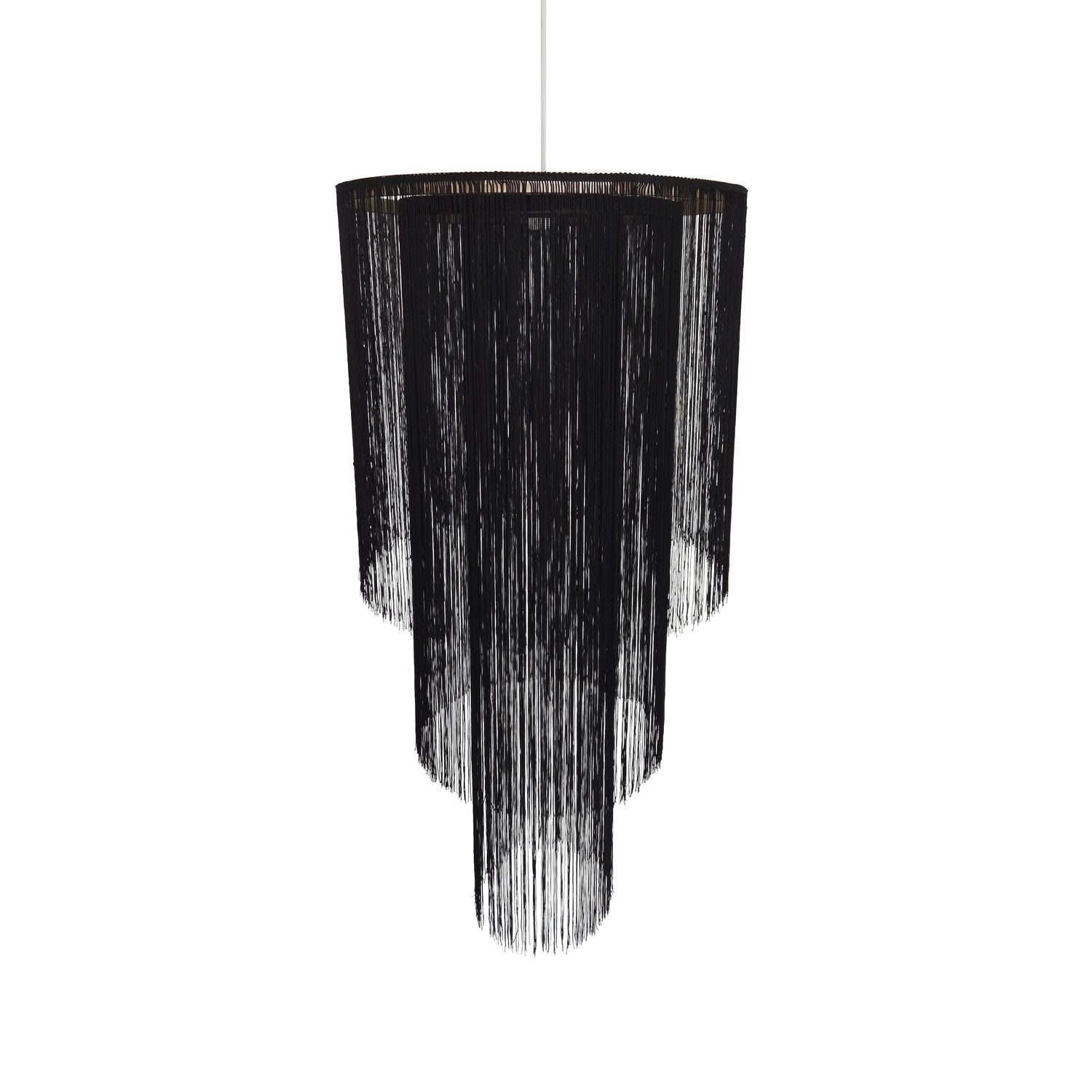 Triple Tier Black Fringe Pendant Triple Tier Black Fringe Pendant