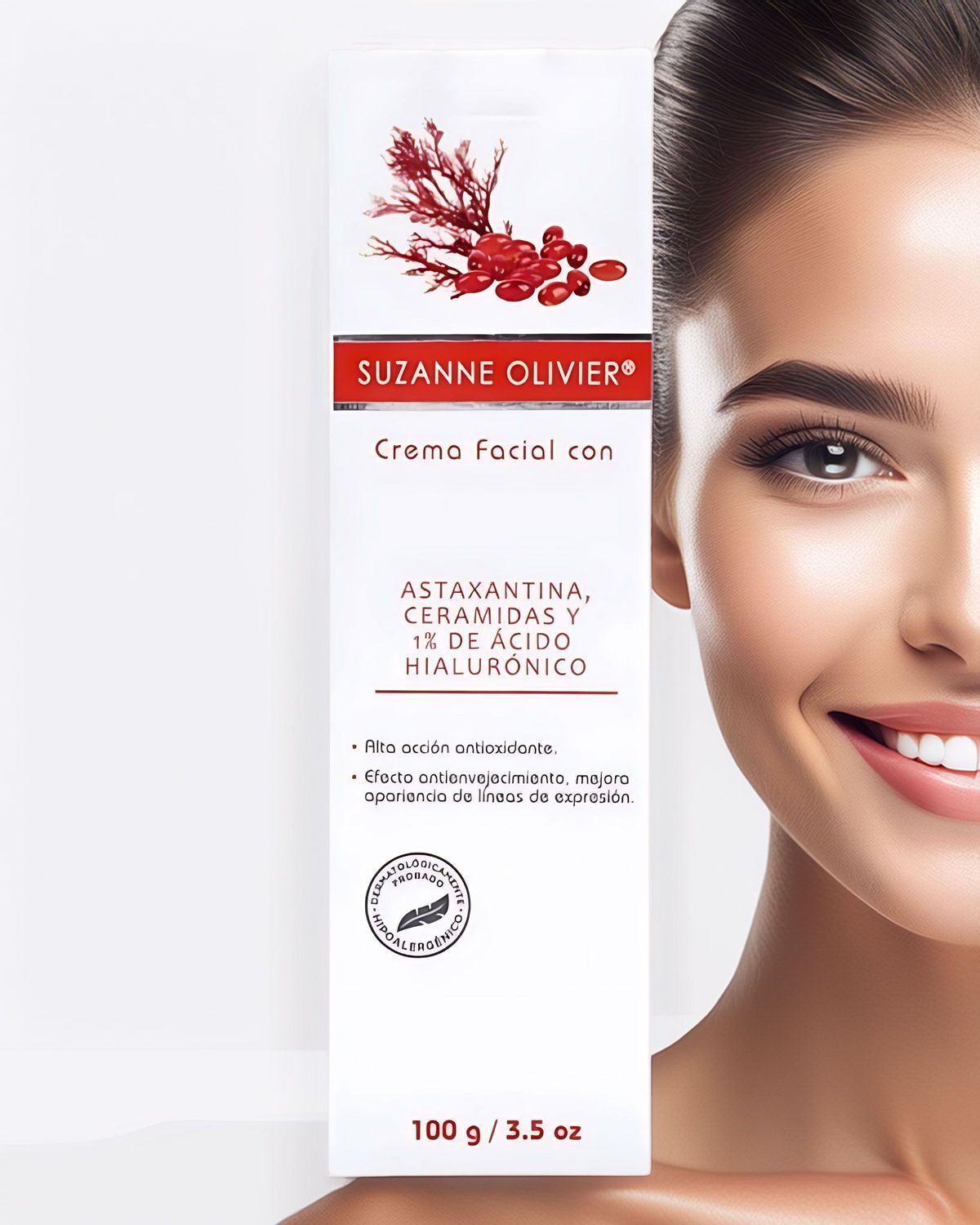 Crema Facial con Astaxantina, Ceramidas y 1% de Ácido Hialurónico