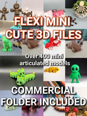 Articulated flexi Cute Mini Animals, 400 models, 3D print files, Commercial Use Folder Included, STL &amp; 3mf files. Labubu files now included