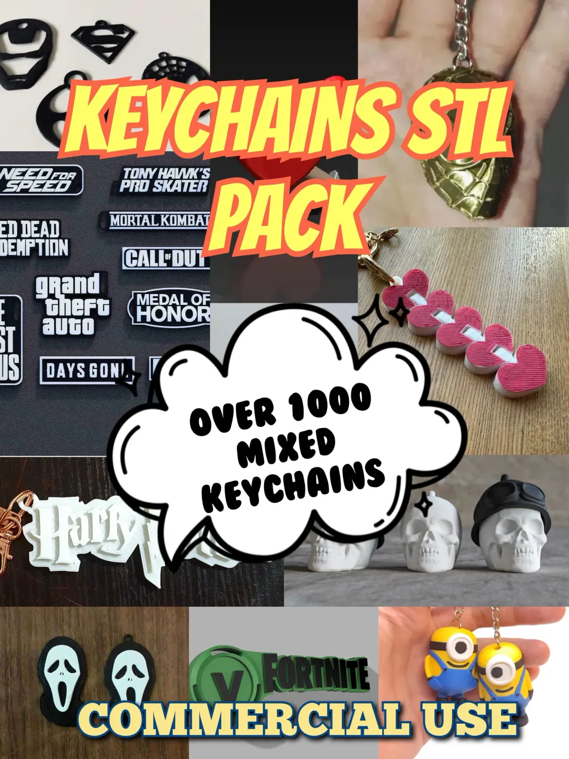 Keychains, Flexi keychains STL and 3mf, start your own shop, commercial use, lots too choose from with updates. Very easy to print and sell