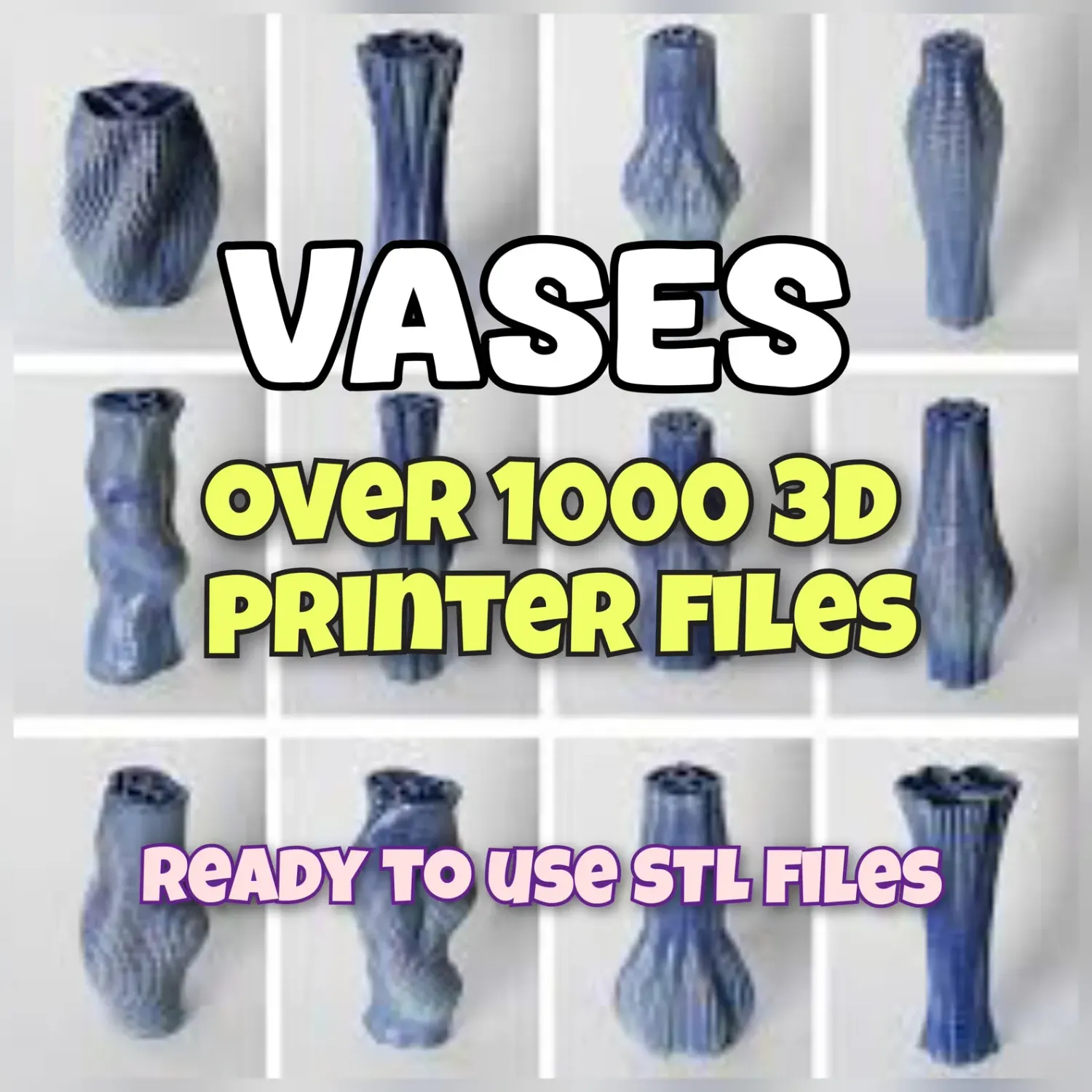 Vases STL Pack – High-Quality STL Files – 1000+ Models – commercial use folder with licence included, 140 designs